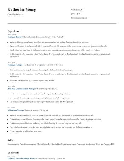 Campaign Director Resume