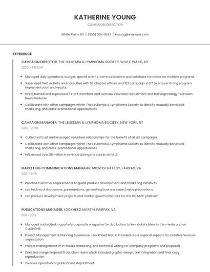 Campaign Director Resume