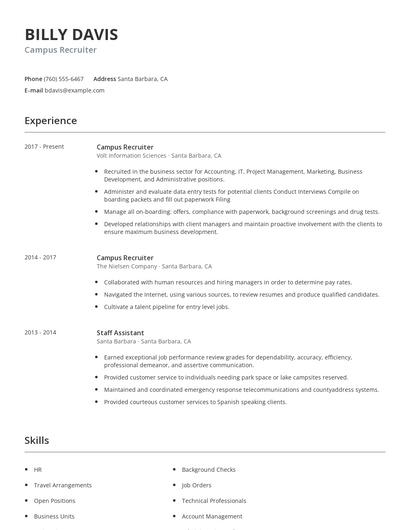 Campus Recruiter Resume
