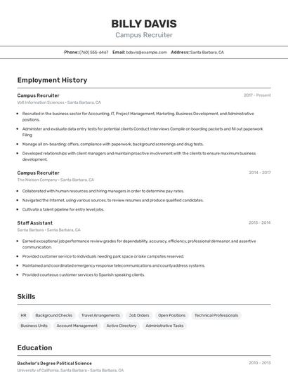 Campus Recruiter Resume