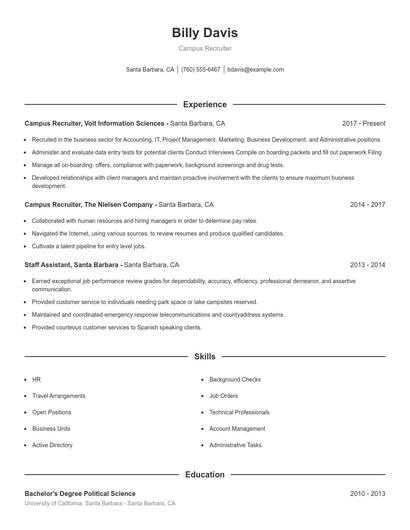 Campus Recruiter Resume