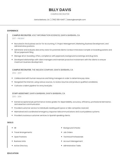 Campus Recruiter Resume