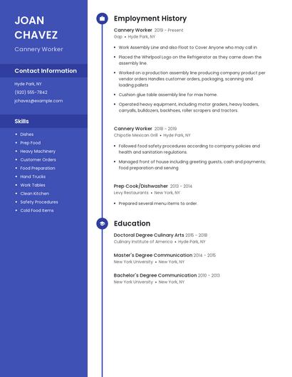 Cannery Worker Resume