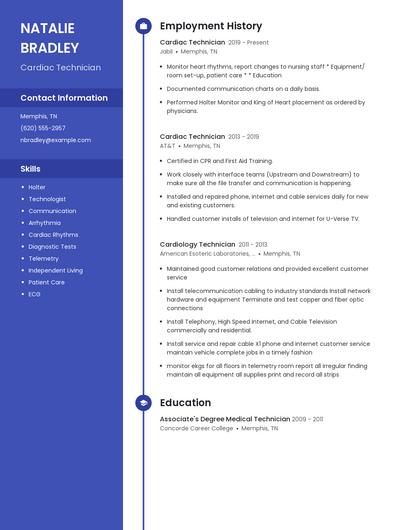 Cardiac Technician Resume
