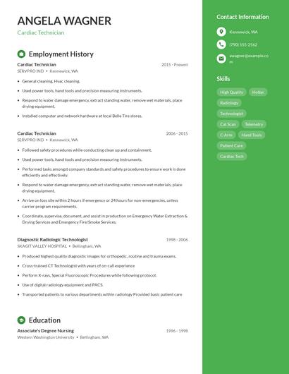 Cardiac Technician Resume