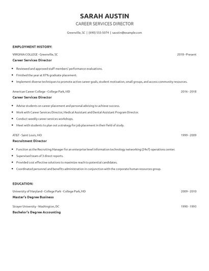 Career Services Director Resume