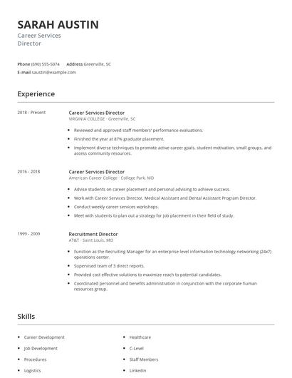 Career Services Director Resume