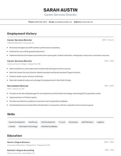 Career Services Director Resume