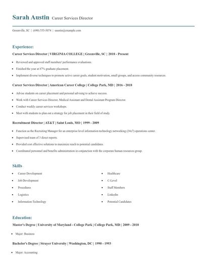 Career Services Director Resume