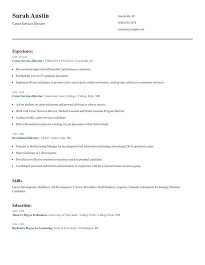 Career Services Director Resume