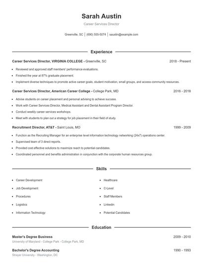 Career Services Director Resume