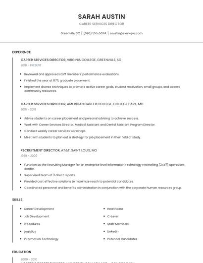 Career Services Director Resume