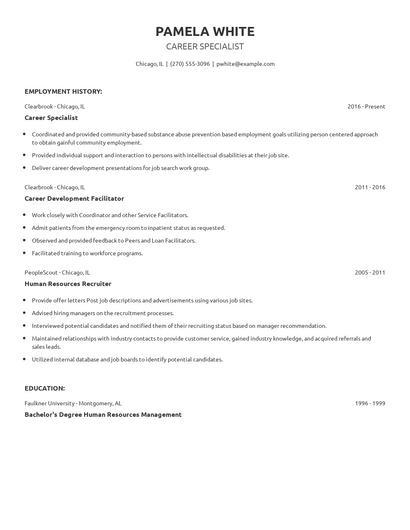 Career Specialist Resume