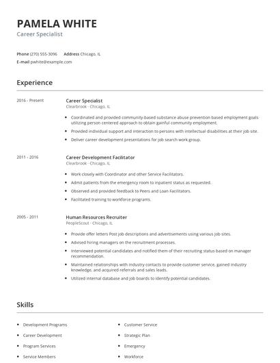 Career Specialist Resume