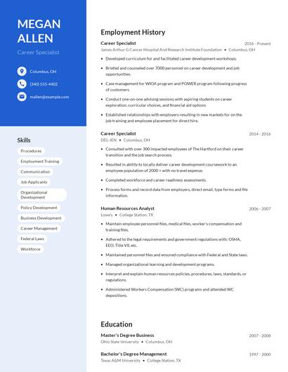 Career Specialist Resume