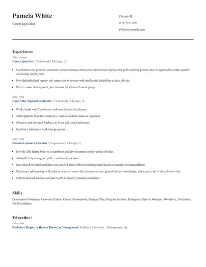 Career Specialist Resume