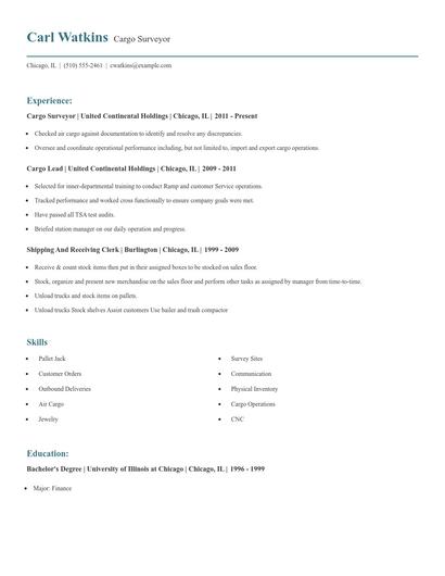 Cargo Surveyor Resume