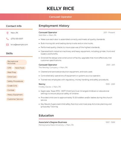 Carousel Operator Resume