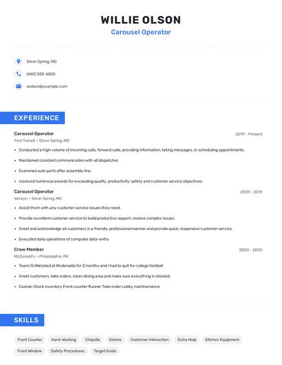 Carousel Operator Resume