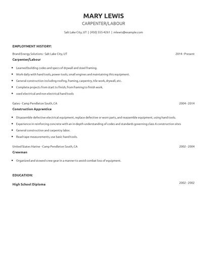 Carpenter/Labour Resume