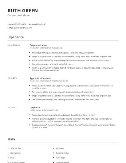 Carpenter/Labour Resume