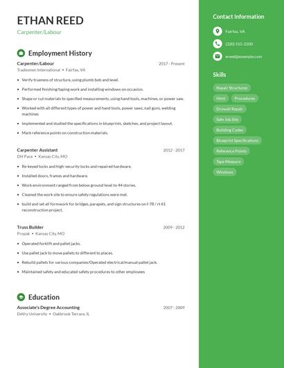 Carpenter/Labour Resume