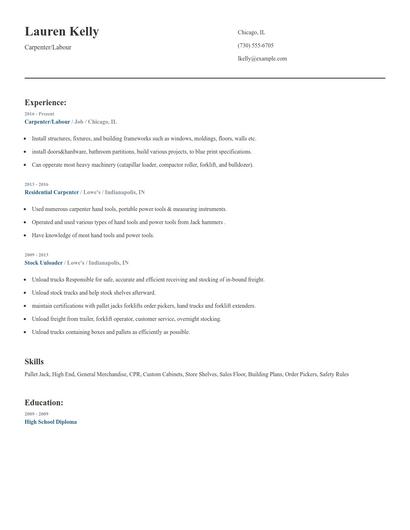 Carpenter/Labour Resume
