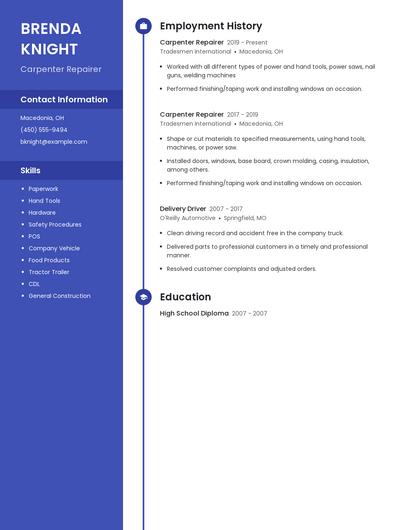 Carpenter Repairer Resume