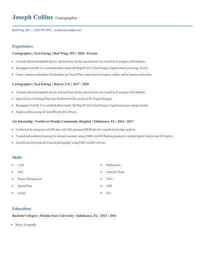 Cartographer Resume