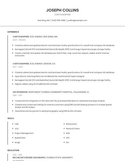 Cartographer Resume