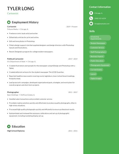 Cartoonist Resume