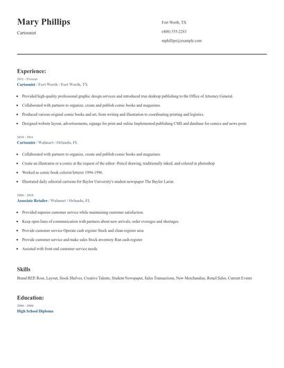 Cartoonist Resume