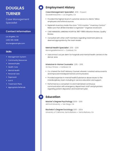 Case Management Specialist Resume