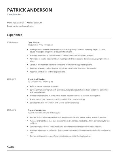 Case Worker Resume