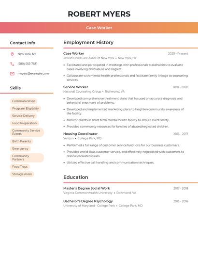 Case Worker Resume