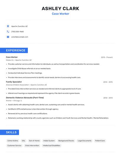 Case Worker Resume
