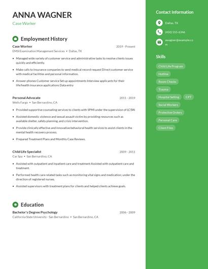Case Worker Resume