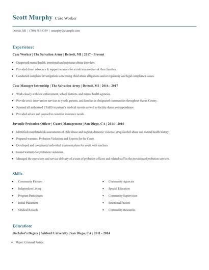 Case Worker Resume