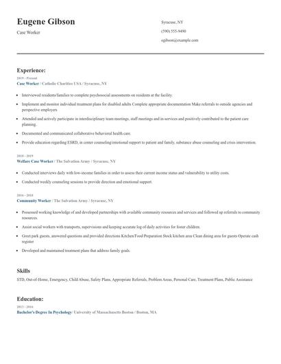 Case Worker Resume