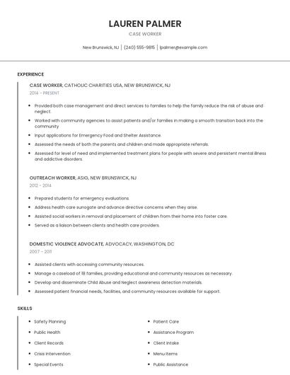 Case Worker Resume