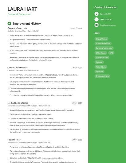 Casework Supervisor Resume