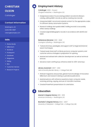 Cataloger Resume