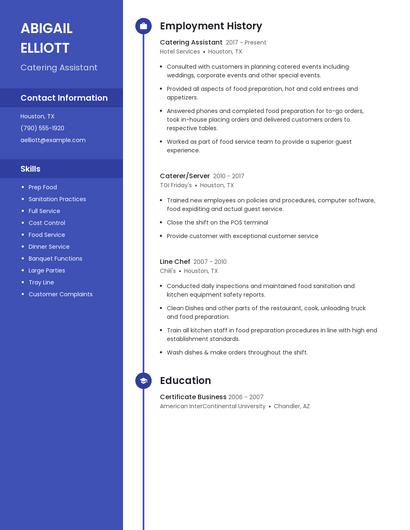 Catering Assistant Resume