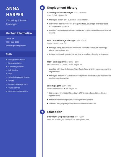 Catering & Event Manager Resume