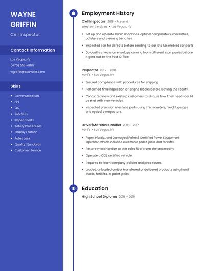 Cell Inspector Resume