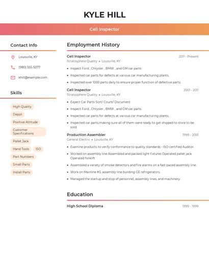 Cell Inspector Resume