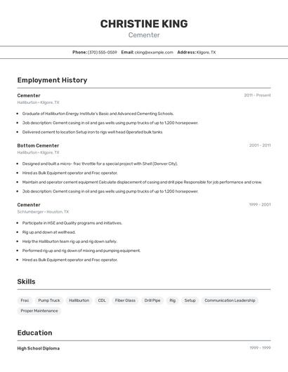 Cementer Resume