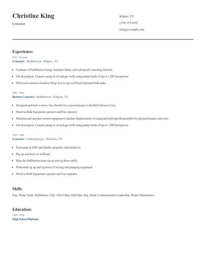 Cementer Resume