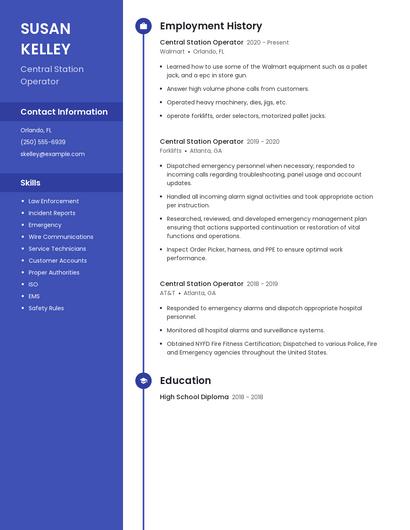Central Station Operator Resume