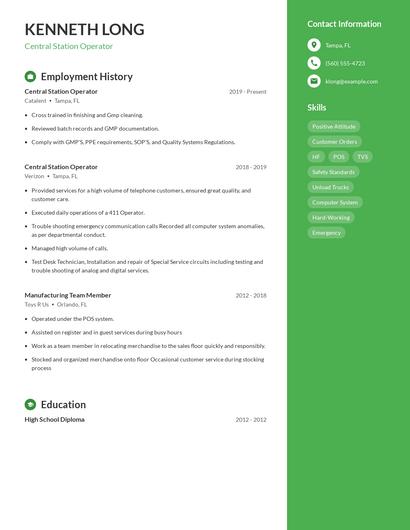 Central Station Operator Resume